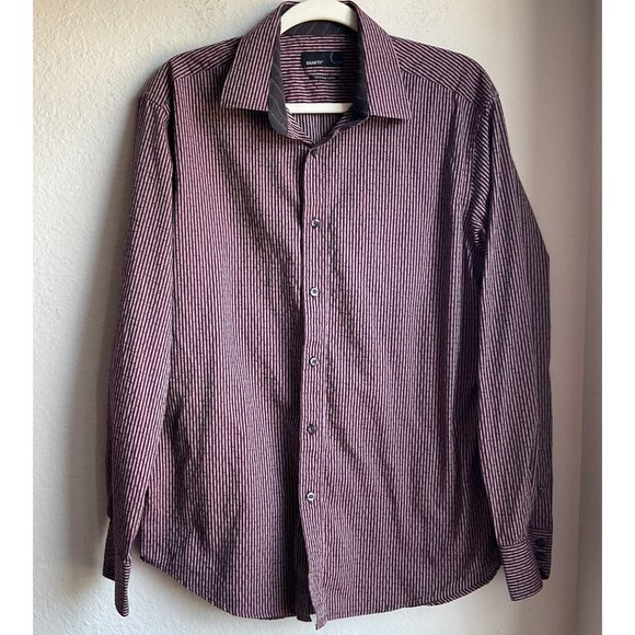 Quieti Mens size Large Button down shirt 100% fine cotton contrast cuff - Picture 2 of 12